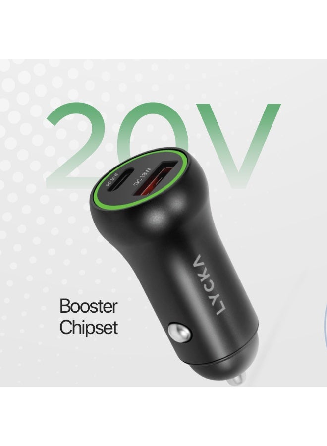 LYCKA ROCKET AC65 65W Fast Car Charger with USB-C to Lightning Cable – PD Quick Charge for iPhone & iPad - Image 4